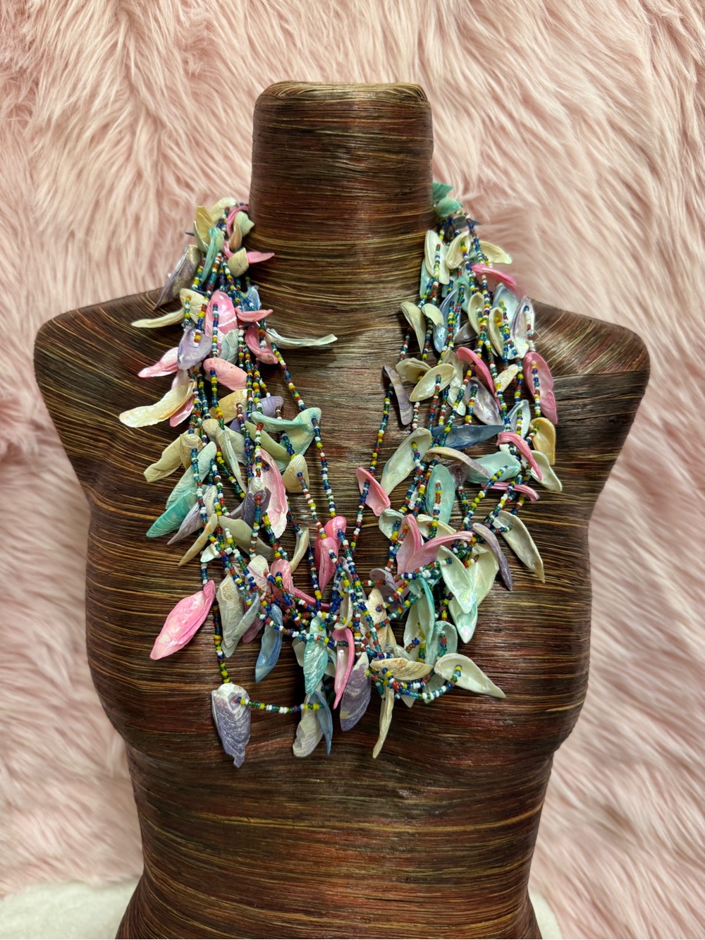 Multicolor Shell Leaf Statement Necklace - Women Jewelry